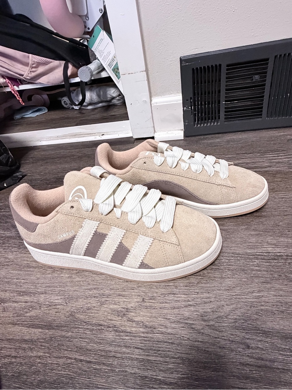 Adidas Beige and Brown Suede Sneakers - Women's
